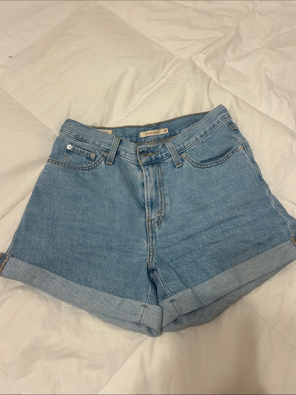 Levi's Light Blue 80s Mom Shorts